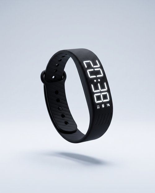 Rouza Pulse black silent alarm band — clean studio product photo