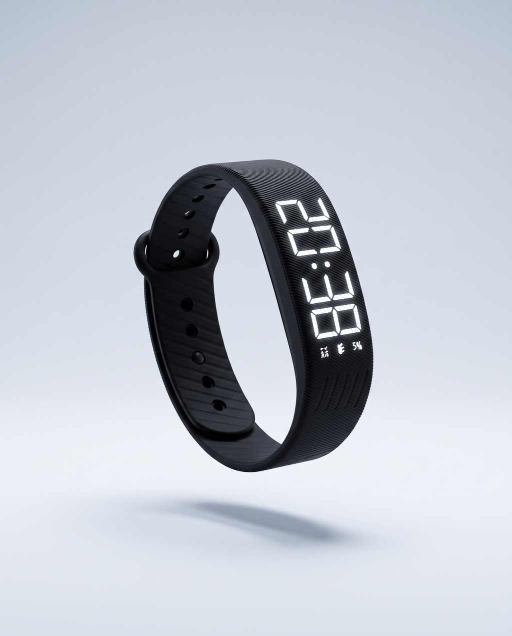 Rouza Pulse black silent alarm band — clean studio product photo