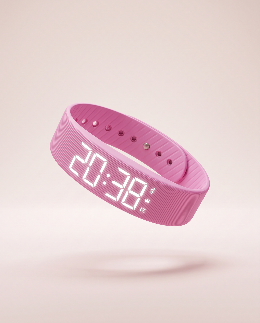 Rouza Pulse pink silent alarm band — clean studio product photo