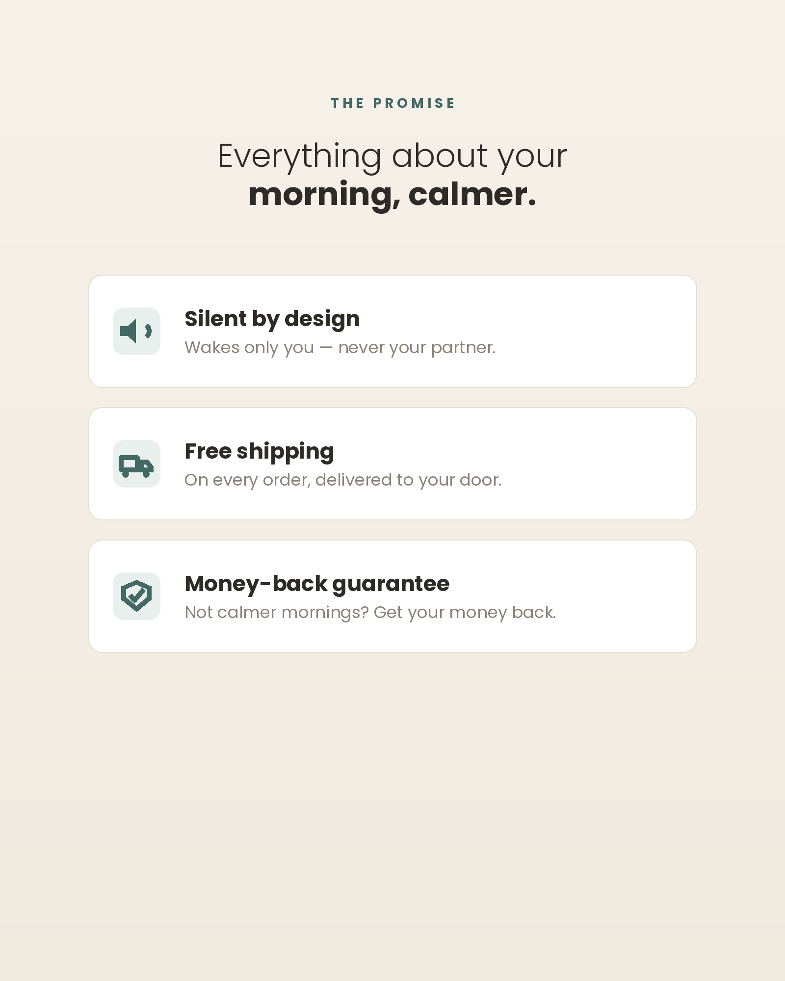 Silent by design · free shipping · money-back guarantee